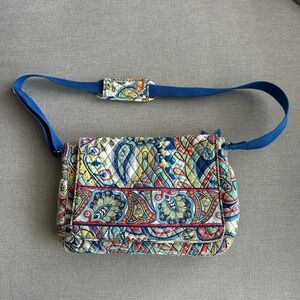 Vera Bradley Blue and Red Crossbody Bag with Quilted Texture